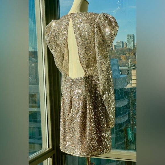🆕 BRONX & BANCO 🧿 NWOT Tessa Silver Sequin Mini Dress, Sz L US 8 - Picture 8 of 15
